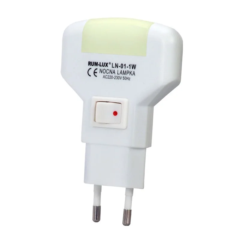 Lampki-do-kontaktu - lampka wtykowa nocna do kontaktu z włącznikiem żółte światło 1w ln-01 rum-lux firmy RUM-LUX 