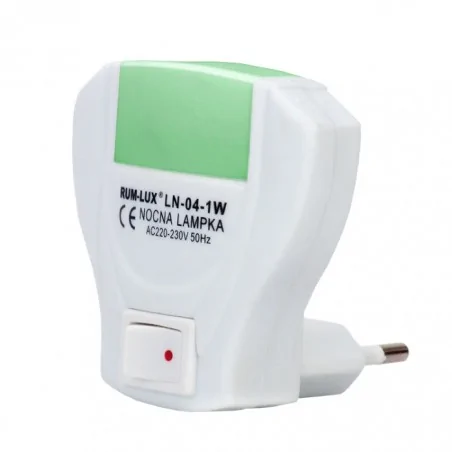 Lampki-do-kontaktu - lampka nocna wtykowa do kontaktu zielone światło ln-04 muszla rumlux 
