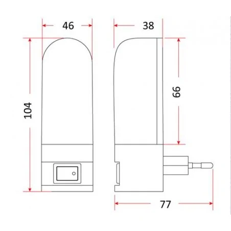 Lampki-do-kontaktu - ln-07 lampka nocna wtykowa led do kontaktu ciepłe światło z wyłącznikiem rum-lux 