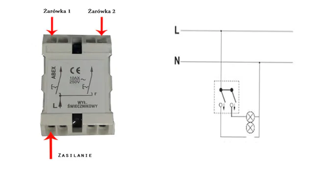 Schemat podłączenia podwójnego włącznika światła