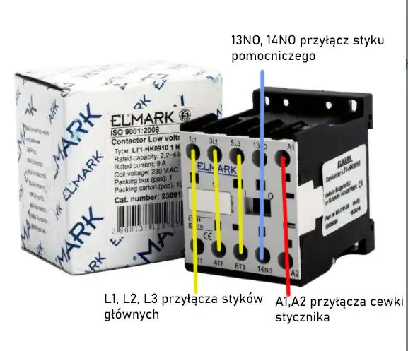 Schemat podłączenia stycznika